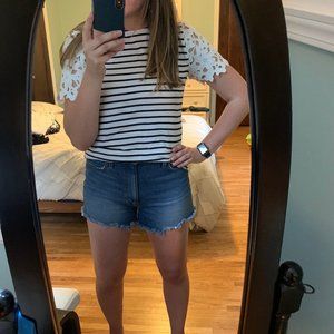 Anthropologie Sunday in Brooklyn Striped Lace Tee